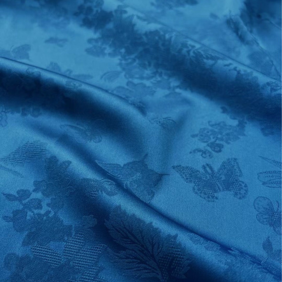 醋酸花蝴蝶国风中式提花面料旗袍连衣裙马面裙汉服礼服提花布面料