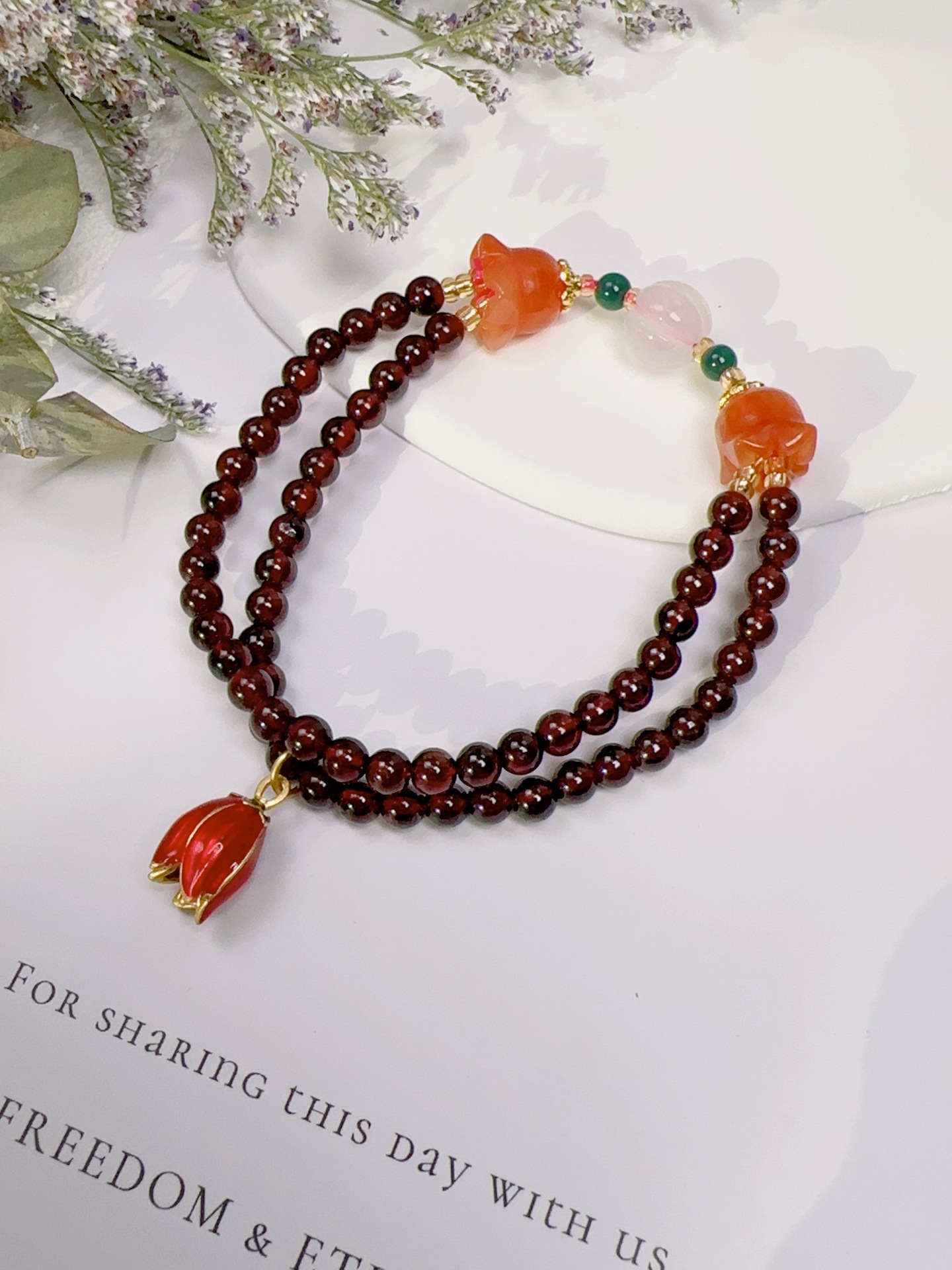 【新品未核价】爆款幸福归来石榴石手链石榴石diy手工串珠彩宝天