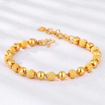 越南沙金电镀真金圆珠手链女款时尚金珠手饰直播电商工厂供货批发