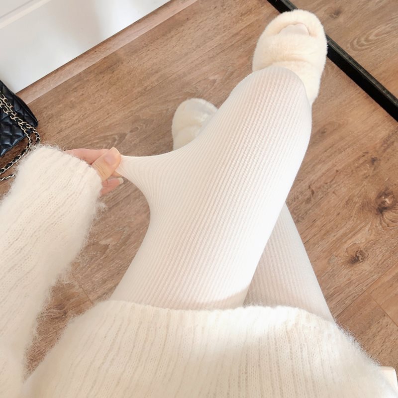 秋冬加绒奶白色连裤袜日系甜美JK米白丝袜加厚保暖白色打底裤袜女