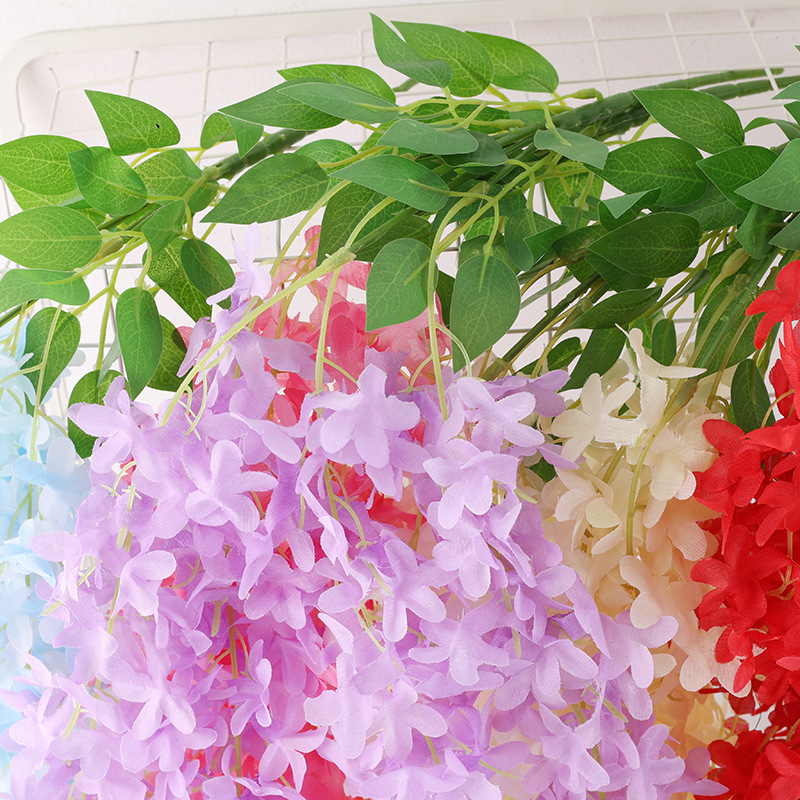 Cross-Border Artificial Flower Wisteria Flower Lilac Wall Hanging Tofu Pudding Ceiling Wedding Celebration Decoration Photography Props Silk Flower Fake Flower Wholesale