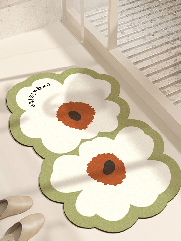 [Muqing] French Imitation Diatom Mud Absorbent Floor Mat Soft Bathroom Non-Slip Bathroom Floor Mat Door Mat Door Carpet