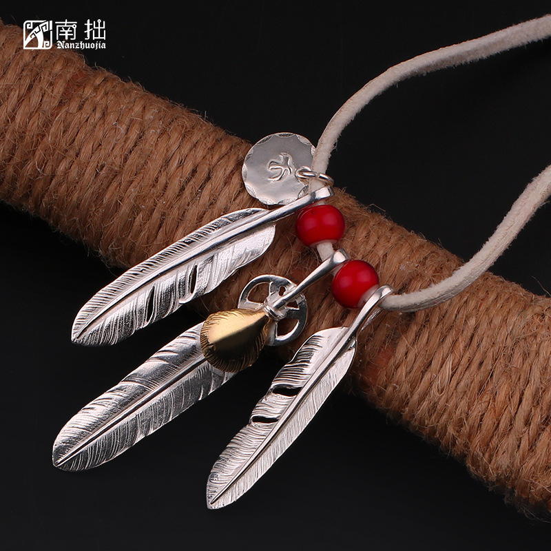 南拙手工高桥吾郎goros小羽毛项链925纯银男女日潮goros银饰