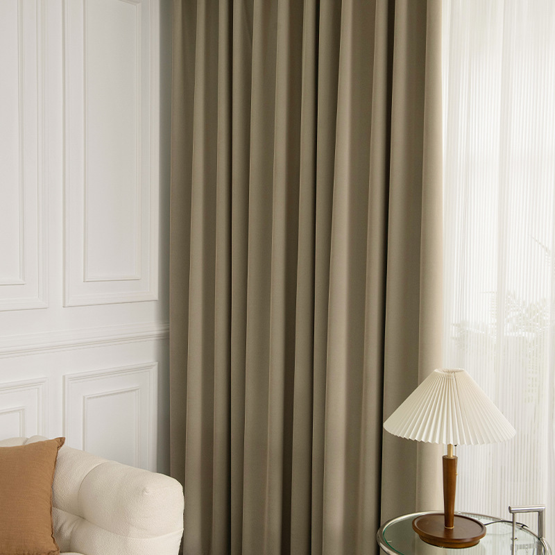 简约加厚纳米绒全遮光窗帘布客厅卧室投影民宿绍兴柯桥窗帘批发布-阿