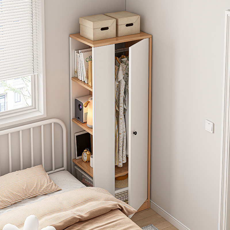 Single-Door Wardrobe Household Bedroom Rental Room Corner Little Closet Covers an Area of Small Simple Assembly Wardrobe Storage Cabinet