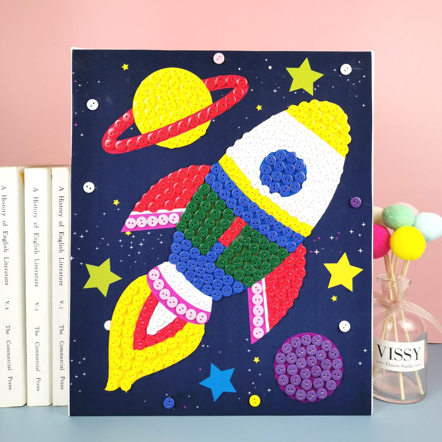儿童手工diy粘贴画纽扣画制作材料包半成品幼儿园小学生作品