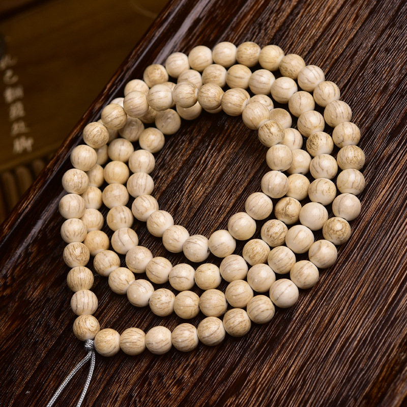 藏传老料骆驼骨108颗佛珠白珠diy半成品散珠藏式文玩素珠饰品批发