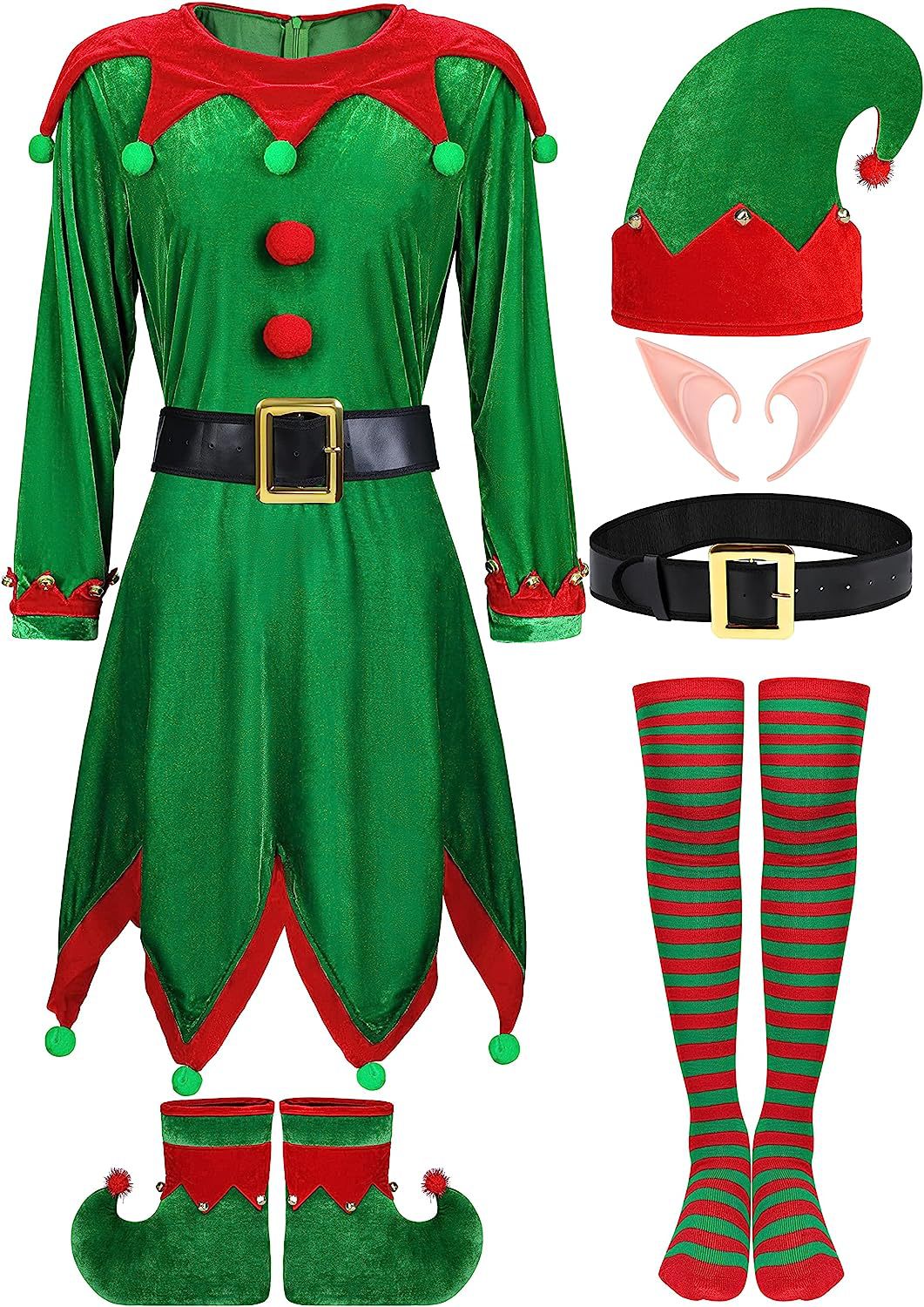 Christmas Children's Costume for Boys and Girls Cosplay Cute Green Elf Kindergarten Costume image