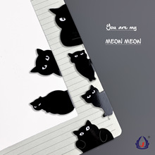 创意磁性书签文具磁铁书签卡通黑猫礼品磁贴学生文艺风对折书签夹
