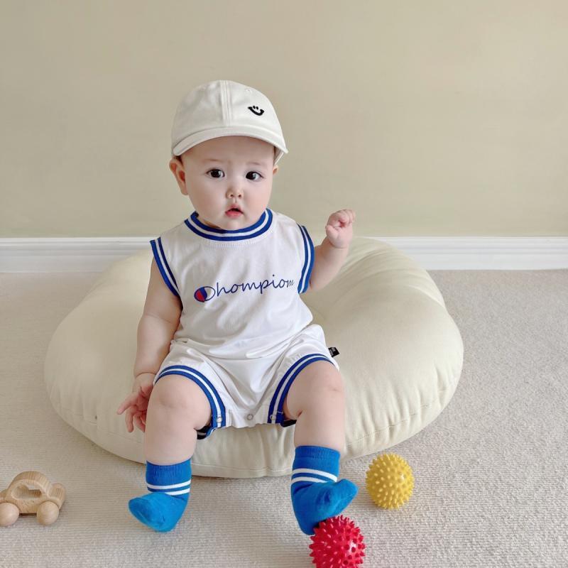 Baby Summer Vest Sleeveless One-Piece Romper Summer Clothing Young Boys and Girls Baby Thin Basketball Clothes Sports Sheath Baby Clothes