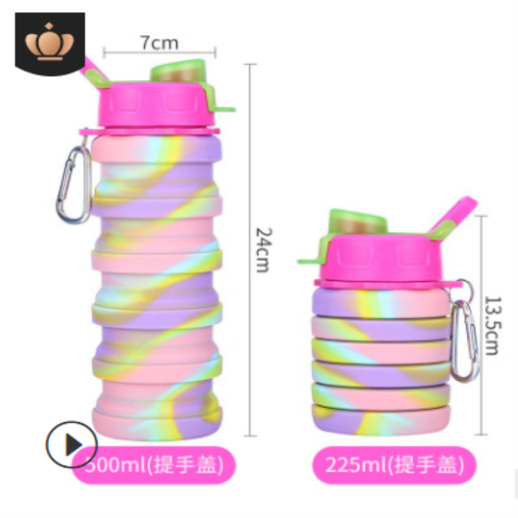 SOURCE Manufacturer Silicone Foldable Sports Kettle New Handle Cover Camouflage Outdoor Fitness Portable Folding Water Cup