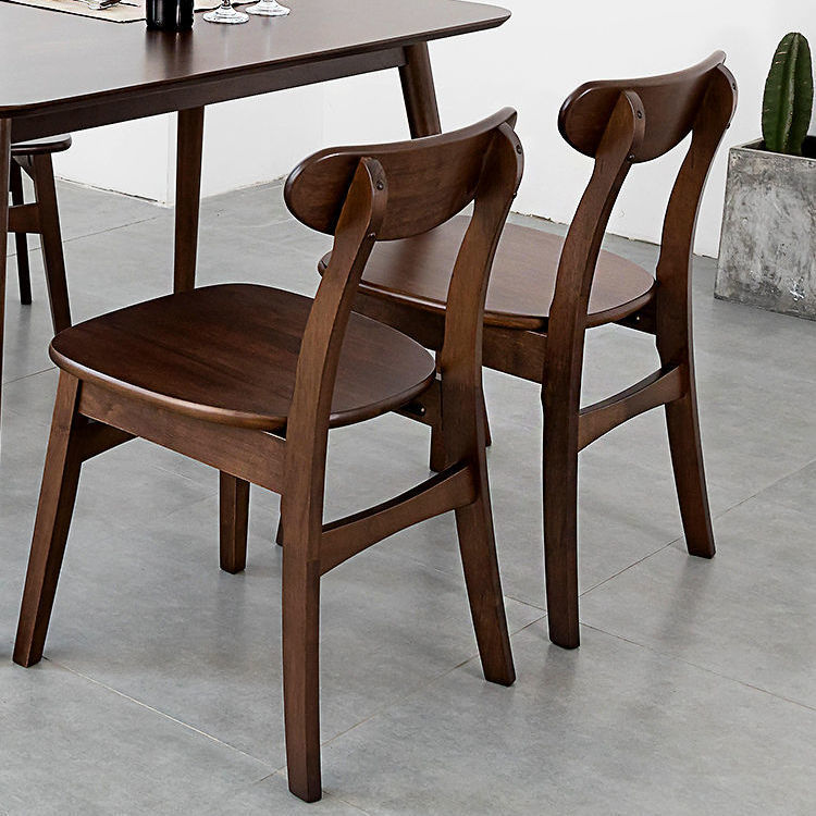 批发全实木餐椅家用胡桃木色北欧餐桌椅子现代简约带靠