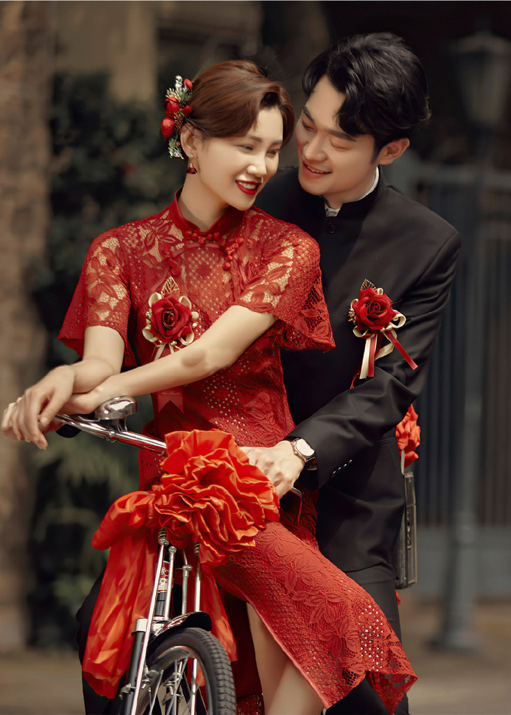 影楼新款婚纱主题服装复古中式喜嫁唯美蕾丝旗袍情侣摄影拍照礼服