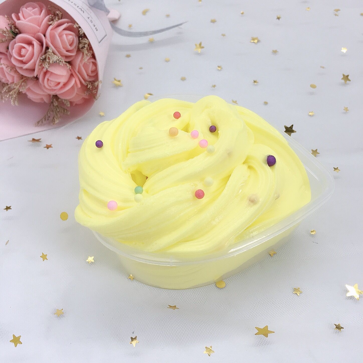 2021心形网红解压棉花泥越玩越大史莱姆slime泡芙泥起泡泥拉面泥