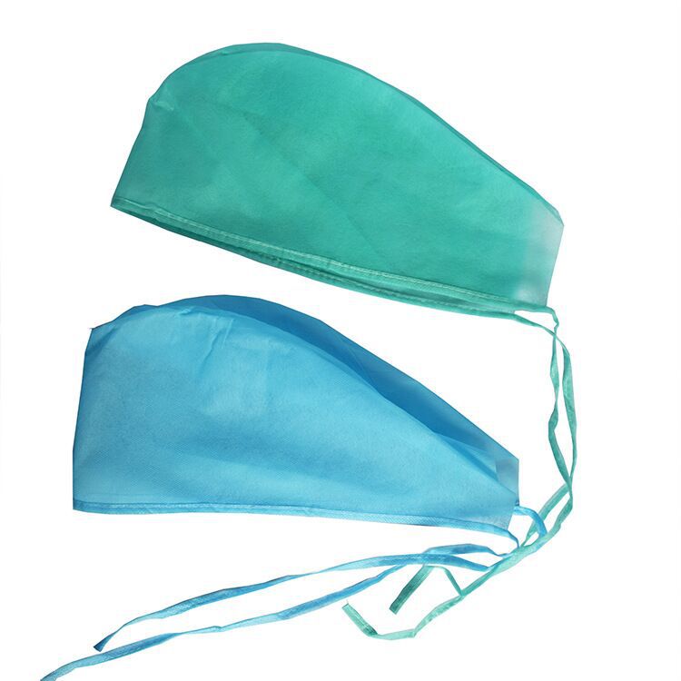 一次性无纺布绑带帽手术飘带医生帽透气美容绿色一次性帽子