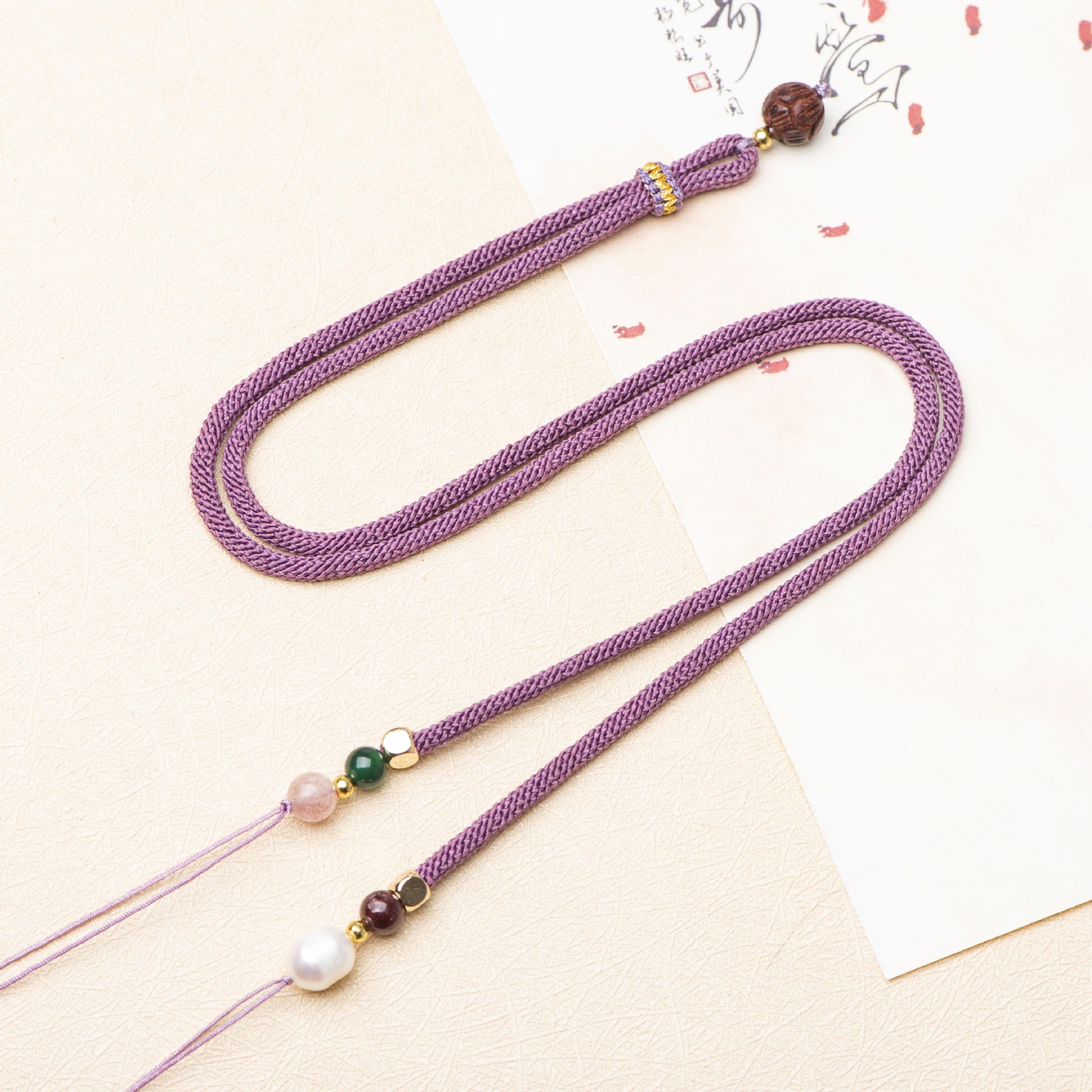 天珠横穿项链绳半成品绑貔貅玉佩玉环两端吊坠绳diy饰品高货挂绳