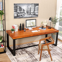 实木大板桌双人桌简约长条办公桌写字台工作台家用台式电脑办公桌