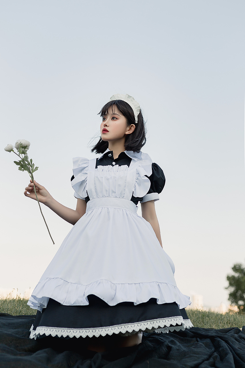 女仆装cosplay 餐厅咖啡厅工作服长裙黑白女佣装聚会派对一件代发