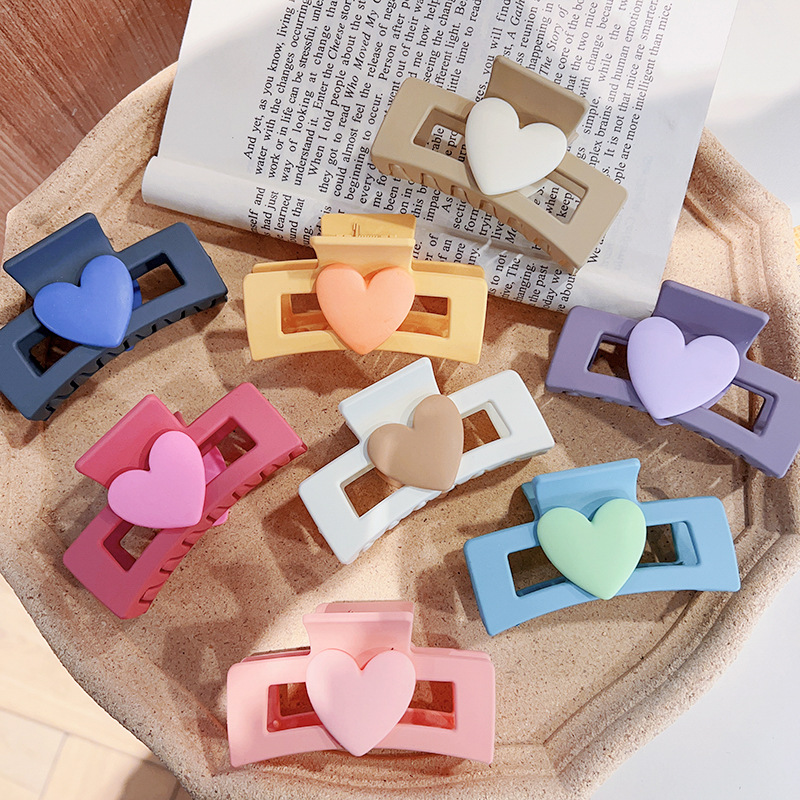 Korean Style New Love Heart-Shaped Hairpin Updo Hair Clip Back Head Grip Large Shark Clip High Sense Hair Accessory for Ponytail Women