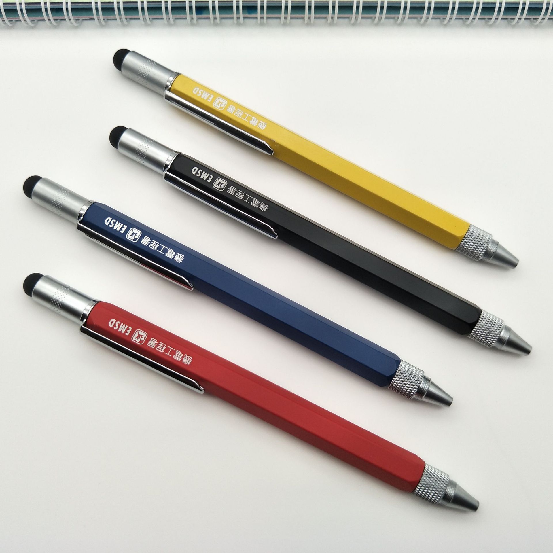 批发水平仪触屏螺丝刀厘米英寸多功能圆珠笔六合一金属工具笔