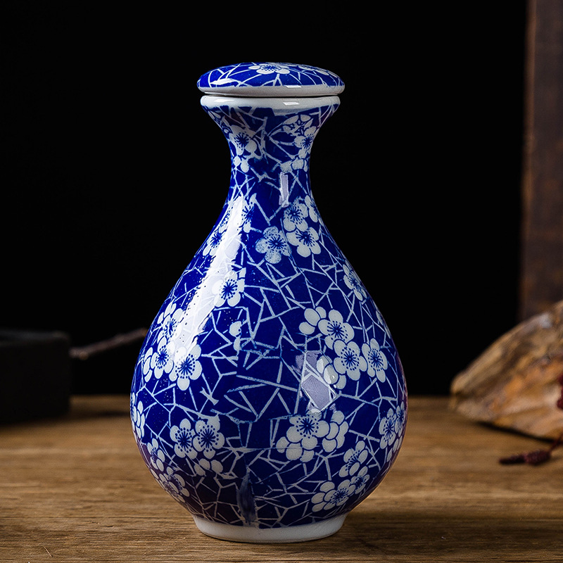 景德镇酒瓶一斤青花瓷陶瓷酒瓶1斤装空酒瓶密封白酒具酒坛子批发