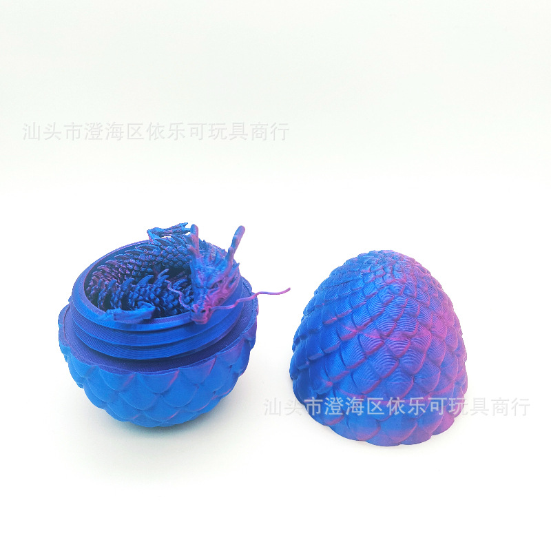 跨境亚马逊3d打印龙蛋热卖摆件关节活动中国龙水晶龙玩具手办批发