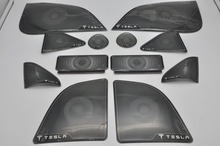 适用于特斯拉model3改装专用喇叭罩装饰框 音响圈贴片不锈钢材质