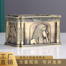 新款高档珠宝盒欧式金属小便捷戒指盒结婚创意埃及法老王收纳盒