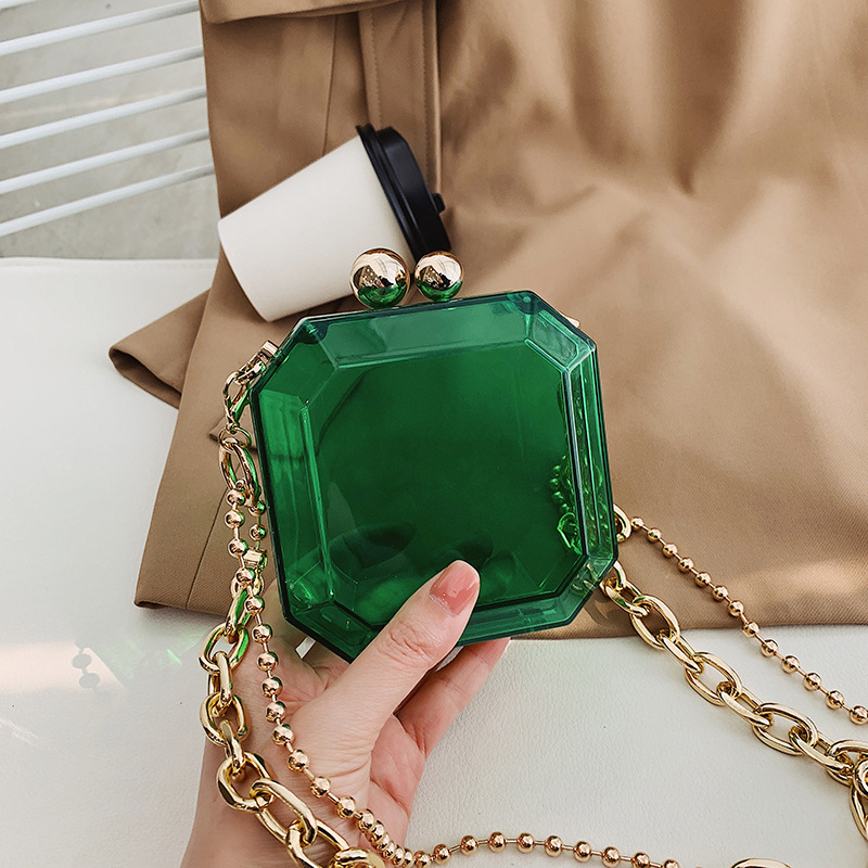 Mini Foreign Trade Transparent Chain Small Bag Women's Bag 2023 New Cross-Border Transparent Gem Box Shoulder Messenger Bag