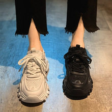 韩版夏季厚底老爹鞋女2023年新款显脚小增高百搭透气运动休闲鞋
