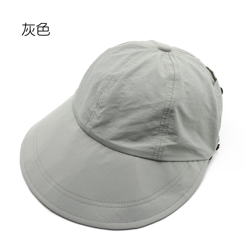 Hat Female Spring and Summer Solid Color Light Board Big Brim Foldable Peaked Cap Outdoor Travel Riding Sun Protection Sun Hat