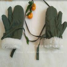 零下30度手套保暖防寒老式军绿色棉手闷子手套连指男士羊皮毛手套