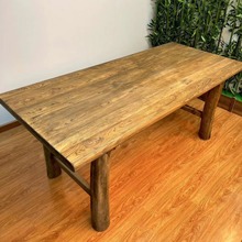 老榆木书桌老门板茶桌家用餐桌老木板吧台复古茶几实木小桌子