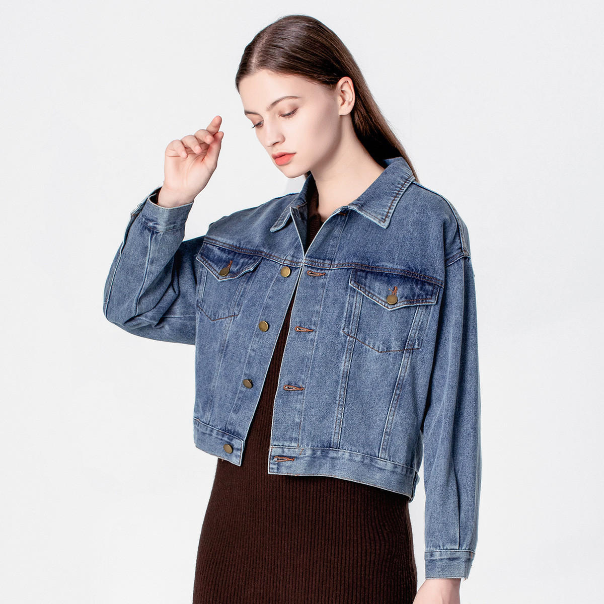 朵雅2021秋季新款女士牛仔外套韩版小个子牛仔上衣女宽松盐系衣服