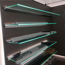 led玻璃层板灯展示柜LED置物架玻璃长条板壁客厅橱柜发光展示卡槽