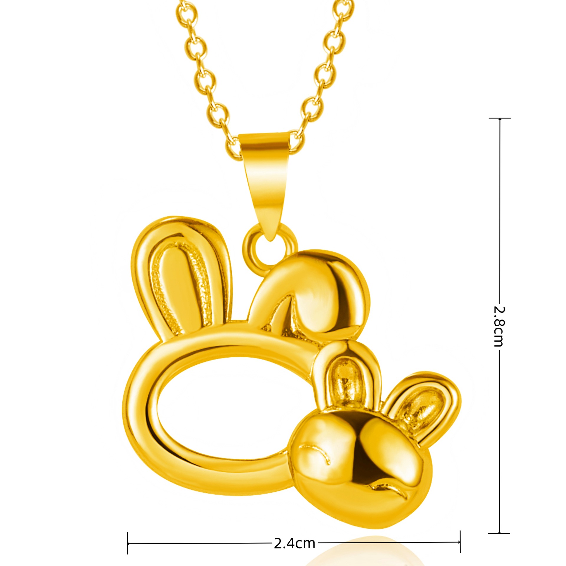 可爱甜美笑脸兔子吊坠项链 生肖兔子相思兔吊坠挂坠 双兔子吊坠链