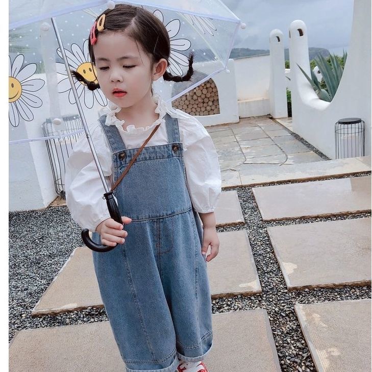 Girls' Overalls New 2024 Spring and Autumn Trousers Children Casual Pants Spring Clothes for Children Baby Jeans Trendy