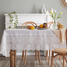 法式清新镂空蕾丝纯色桌布欧式小奢华白色长方形茶几餐桌布艺家用