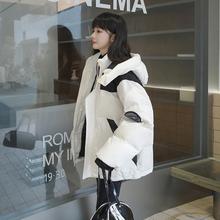 韩系穿搭设计感短款白鸭绒羽绒服女冬季新款撞色贴标高级工装外套