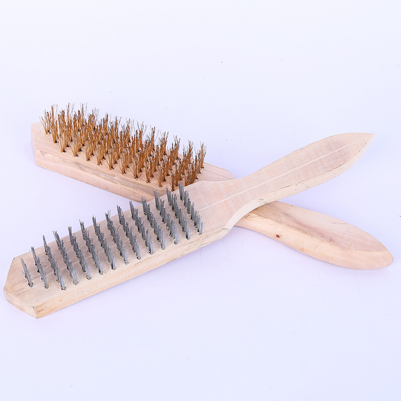 Factory Wholesale Wire Brush with Wooden Handle Wooden Handle Smooth Angle Grinder Derusting Wire Wheels Metal Surface Cleaning Brush