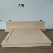 日式榻榻米床落地式地台床简约现代实木卧室双人床主卧床头
