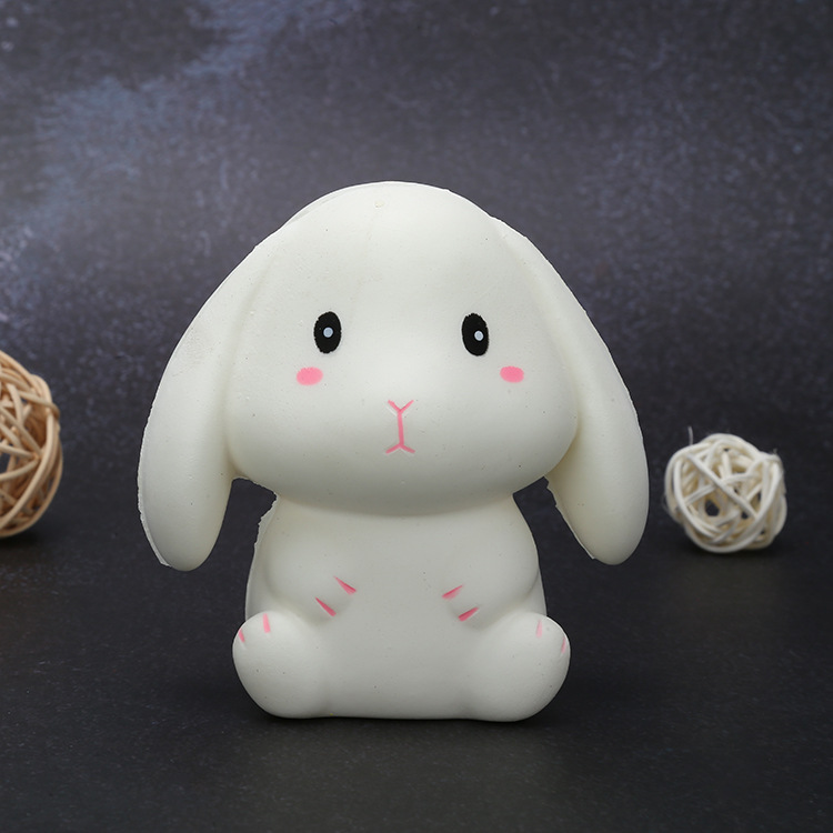 慢回弹pu玩具小白兔 玩具公仔 仿真长耳兔 柔软挤压发泄 squishy