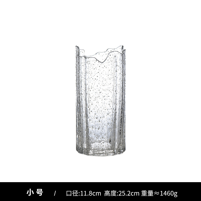 Nordic Ins Wind Net Red Jellyfish Luminous Glass Vase Transparent Water Ripple Vase Flower Arrangement Living Room Table Decoration