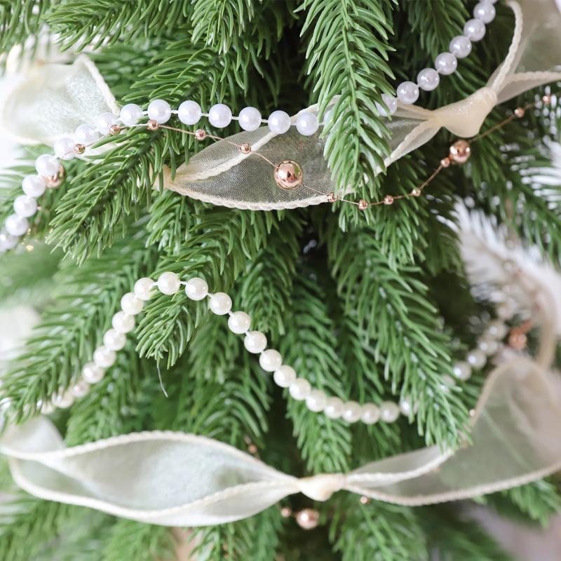 幻彩圆形珍珠串串珠链圣诞树装扮diy挂饰圣诞节场景布置装饰挂件
