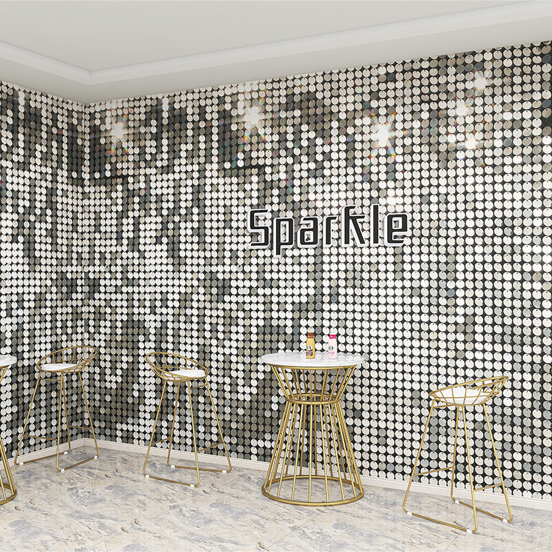 3d炫彩格子亮片墙纸ktv酒吧网红餐厅打卡背景直播拍照背景墙壁纸