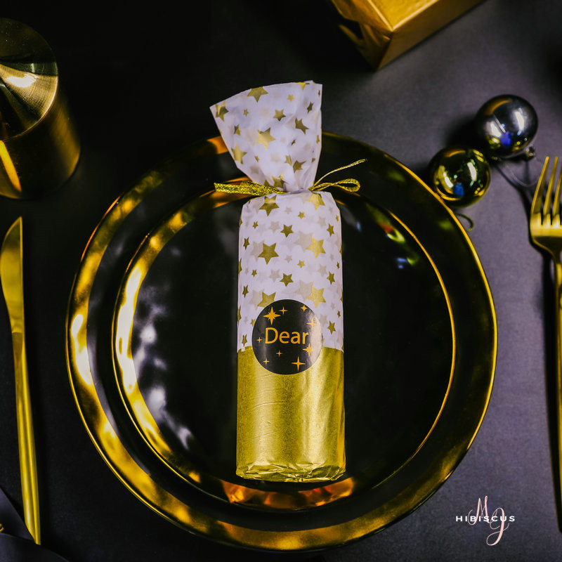 礼物包装纸黑色英文雪梨纸简约轻薄型软纸商务礼品礼盒包装纸3张