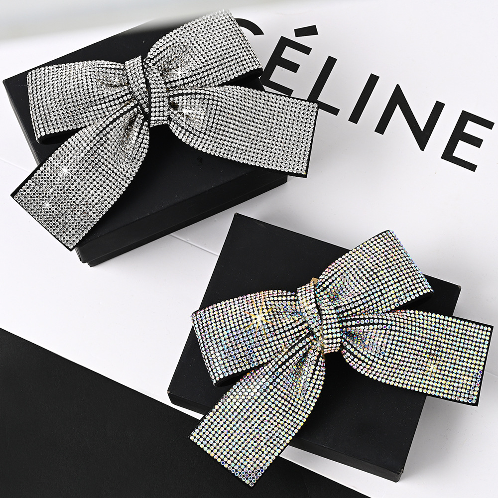 Korean Style New Spring Clip Handmade Rhinestone Hairpin Women's Back Head Three-Dimensional Bow Hair Accessories Women Wholesale