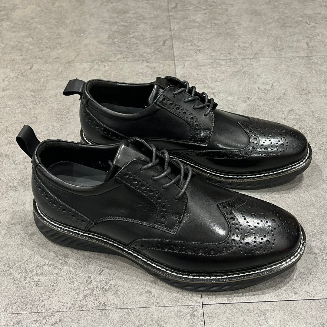 smmp外贸男鞋春秋新款英伦布洛克雕花皮鞋男真皮舒适商务正装婚鞋