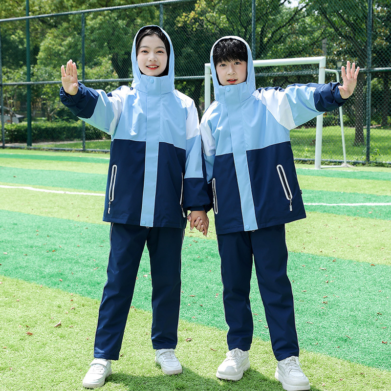 小学生校服初中生高中生秋冬季可拆加绒保暖套装冲锋衣三件套班服