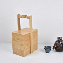 木质手提盒中式点心盒提篮礼盒日式料理便当盒实木三层食盒竹木盒